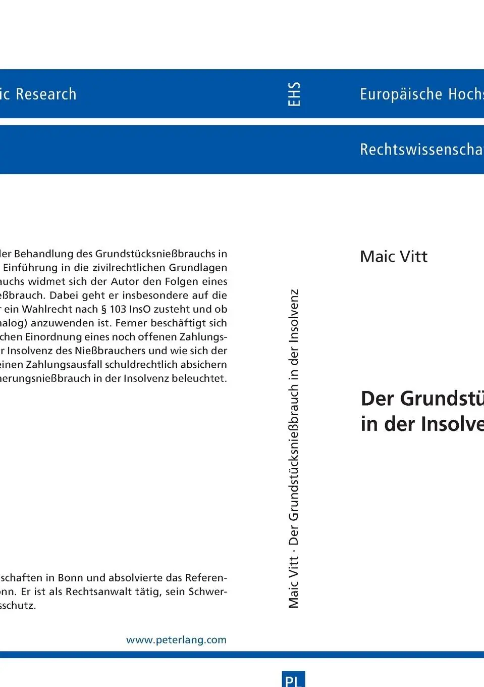 Rückseite: 9783631724989 | Der Grundstücksnießbrauch in der Insolvenz | Maic Vitt | Taschenbuch