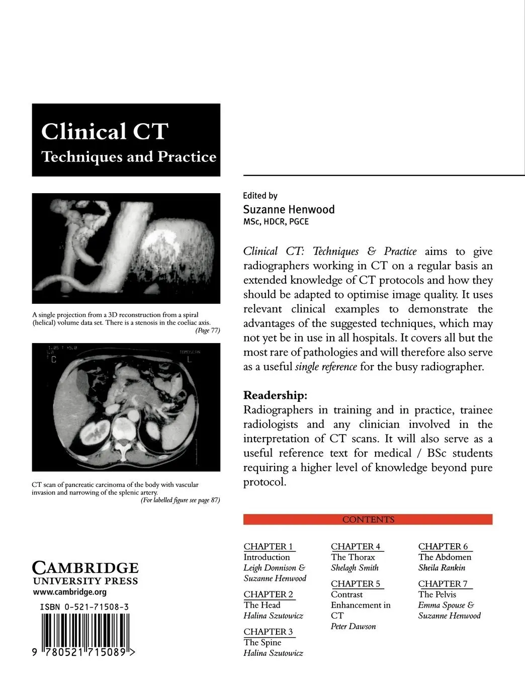 Rückseite: 9780521715089 | Clinical CT | Techniques and Practice | Suzanne Henwood | Taschenbuch