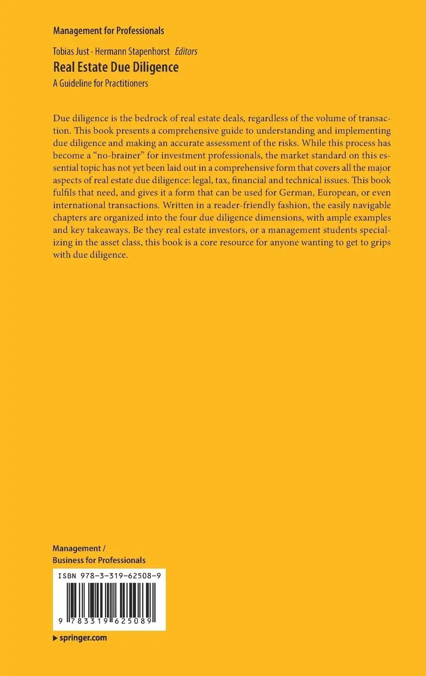 Rückseite: 9783319625089 | Real Estate Due Diligence | A Guideline for Practitioners | Buch | xi