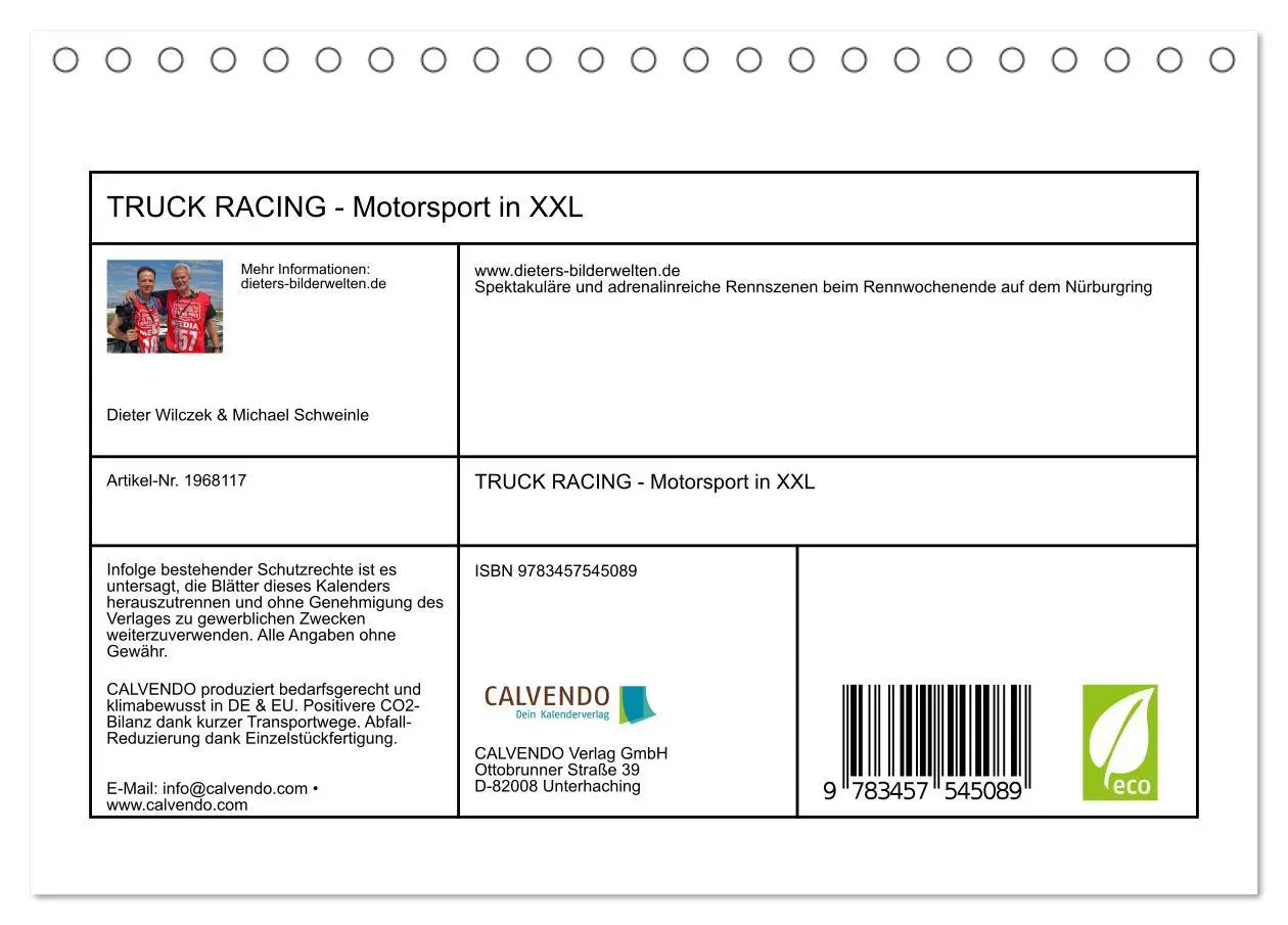 Bild: 9783457545089 | TRUCK RACING - Motorsport in XXL (Tischkalender 2026 DIN A5 quer),...