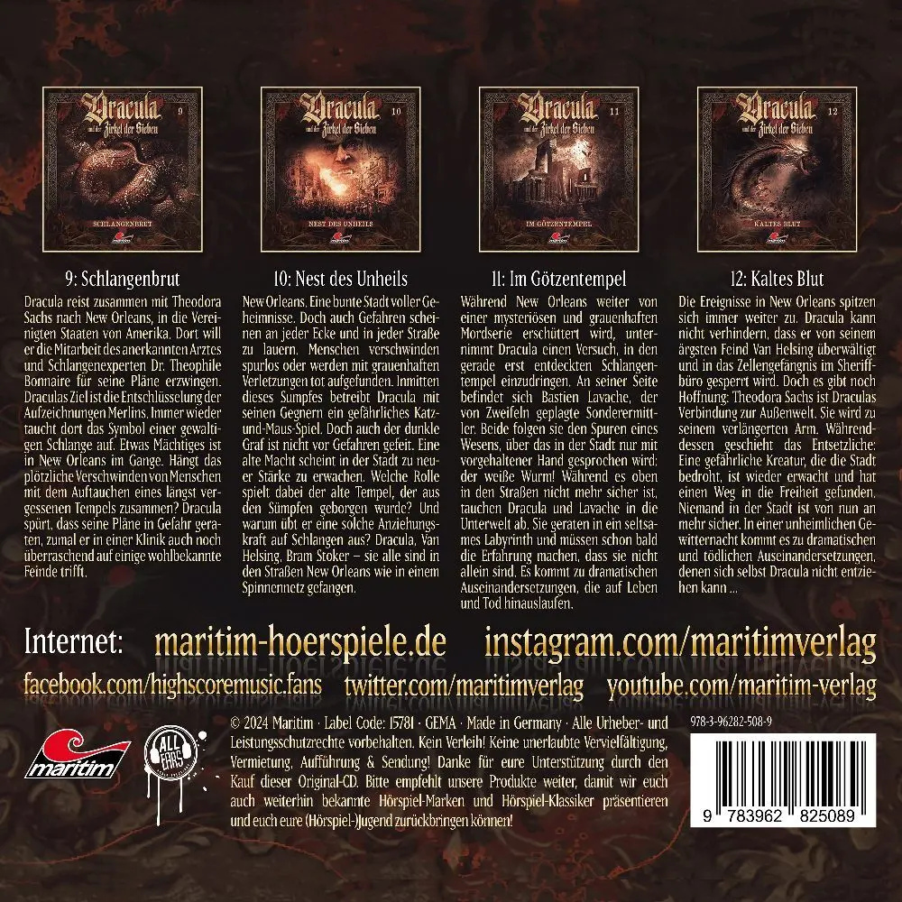 Bild: 9783962825089 | Dracula und der Zirkel der Sieben. Folge.9-12, 4 Audio-CD | Freund