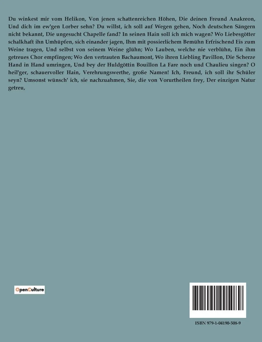 Rückseite: 9791041905089 | Ausgewählte Gedichte | Johann Georg Jacobi | Taschenbuch | Paperback