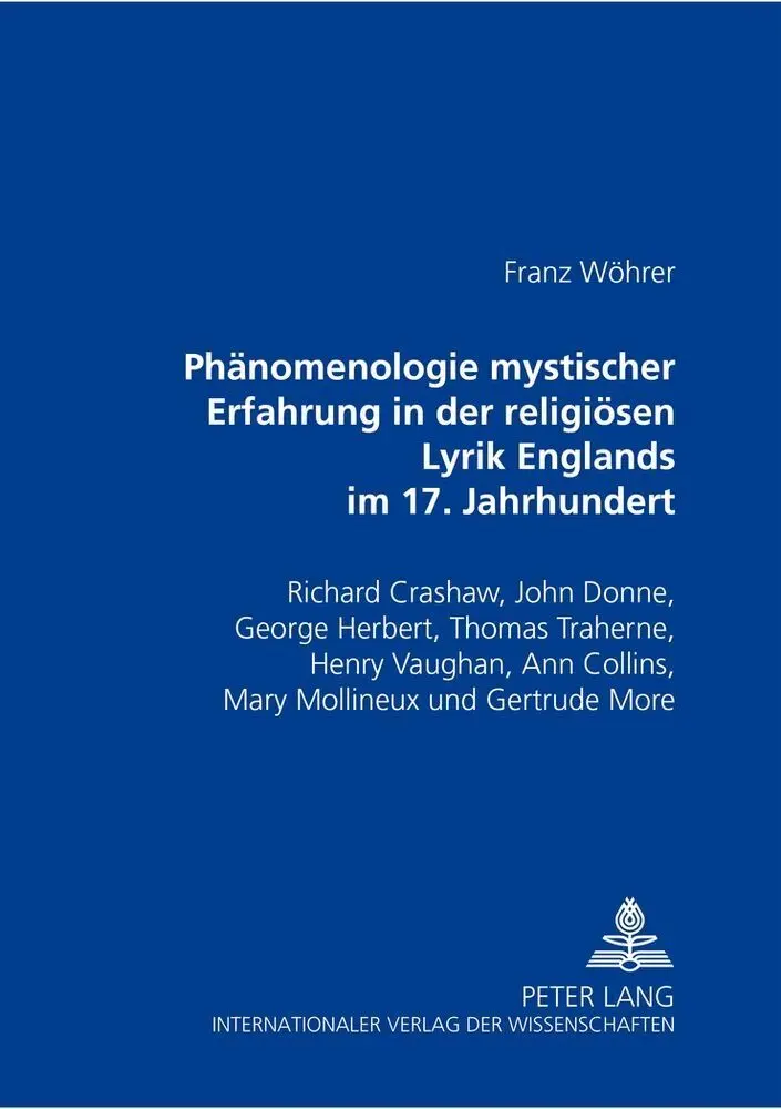 Cover: 9783631385289 | Phänomenologie mystischer Erfahrung in der religiösen Lyrik...