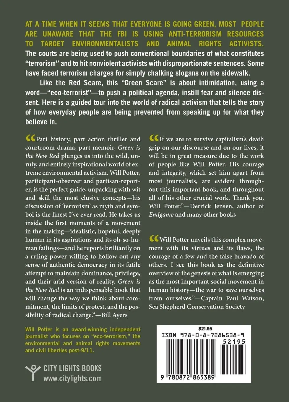 Rückseite: 9780872865389 | Green Is the New Red | Will Potter | Taschenbuch | Englisch | 2011
