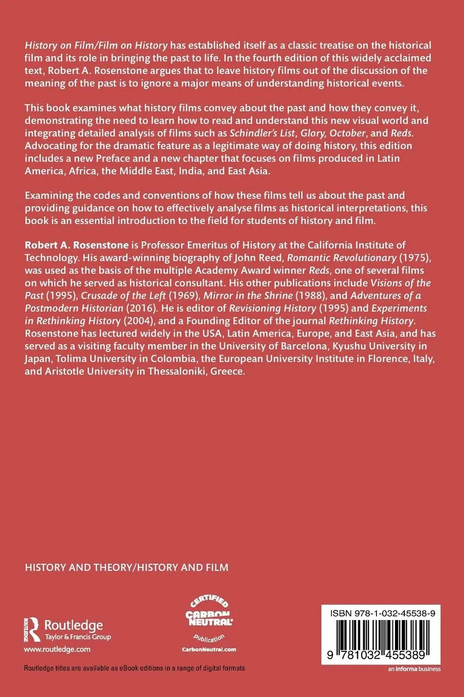 Rückseite: 9781032455389 | History on Film/Film on History | Robert A. Rosenstone | Taschenbuch
