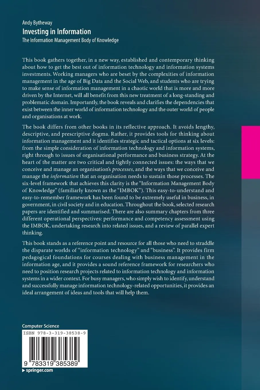 Rückseite: 9783319385389 | Investing in Information | Andy Bytheway | Taschenbuch | xvi | 2016