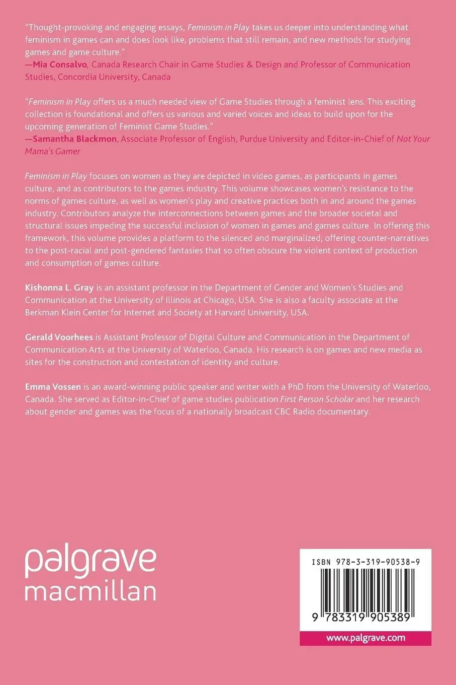 Rückseite: 9783319905389 | Feminism in Play | Kishonna L. Gray (u. a.) | Taschenbuch | xvi | 2018