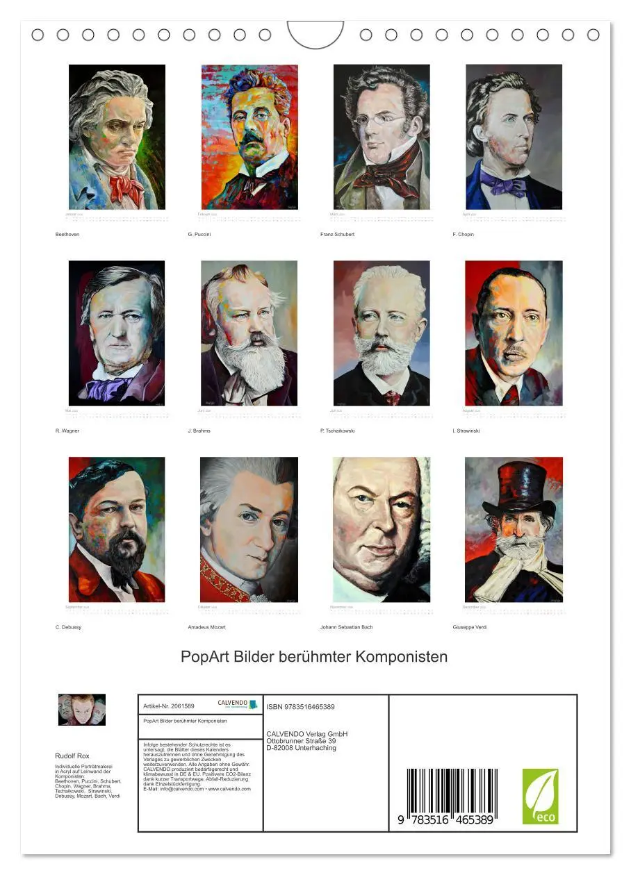 Bild: 9783516465389 | PopArt Bilder berühmter Komponisten (Wandkalender 2026 DIN A4...