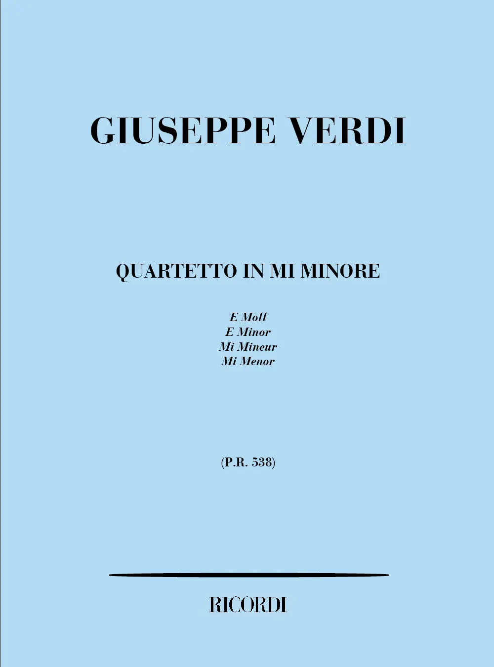 Cover: 9790041905389 | Quartetto In Mi Minore | Giuseppe Verdi | Partitur | 1984 | Ricordi