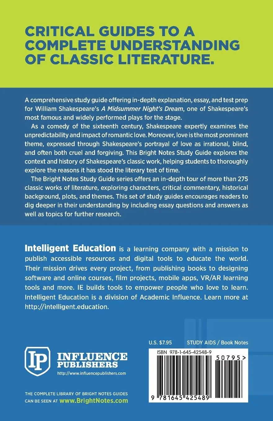 Rückseite: 9781645425489 | Study Guide to A Midsummer Night's Dream by William Shakespeare | Buch