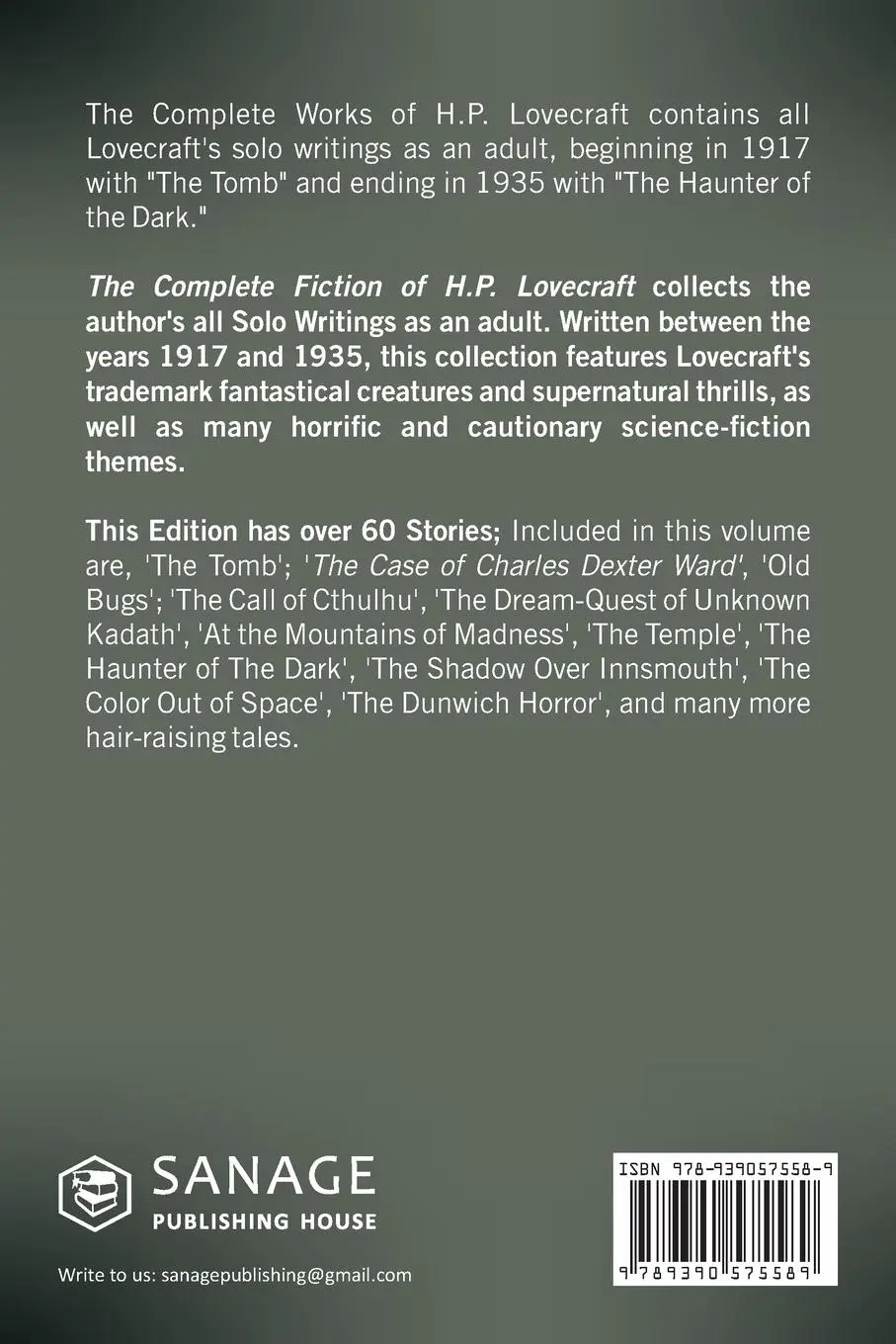 Rückseite: 9789390575589 | The Complete Works of H. P. Lovecraft | H. P. Lovecraft | Taschenbuch