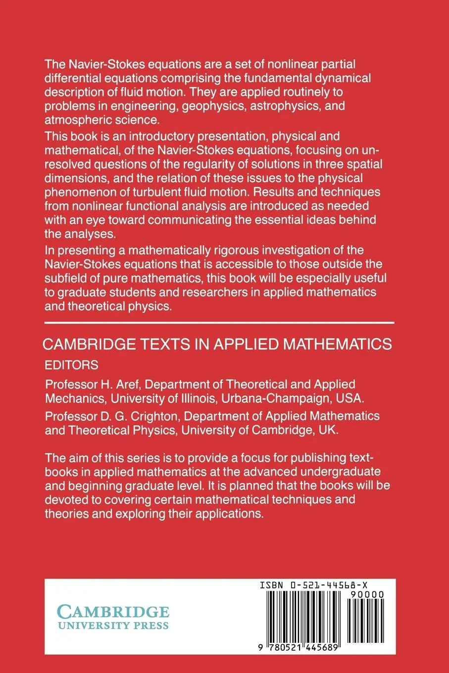 Rückseite: 9780521445689 | Applied Analysis of the Navier-Stokes Equations | Doering (u. a.)