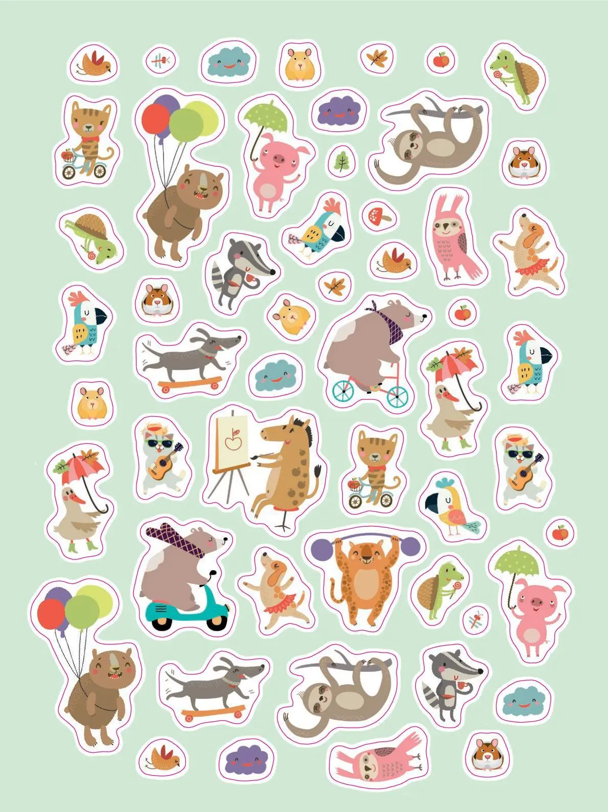 Bild: 9783625195689 | Stickerbuch Lustige Tiere I Über 1000 Sticker | Taschenbuch | 48 S.