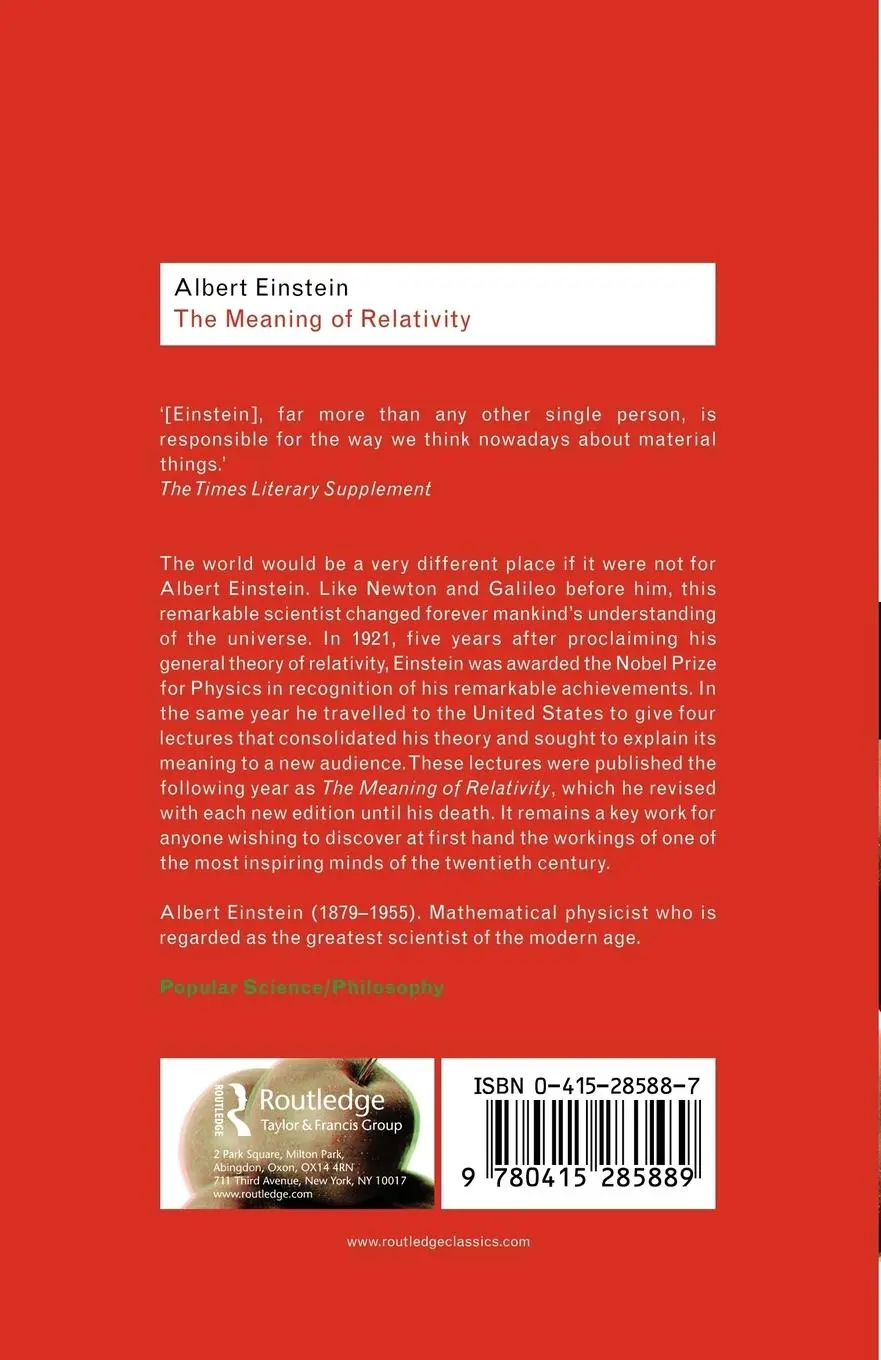 Rückseite: 9780415285889 | The Meaning of Relativity | Albert Einstein | Taschenbuch | Englisch