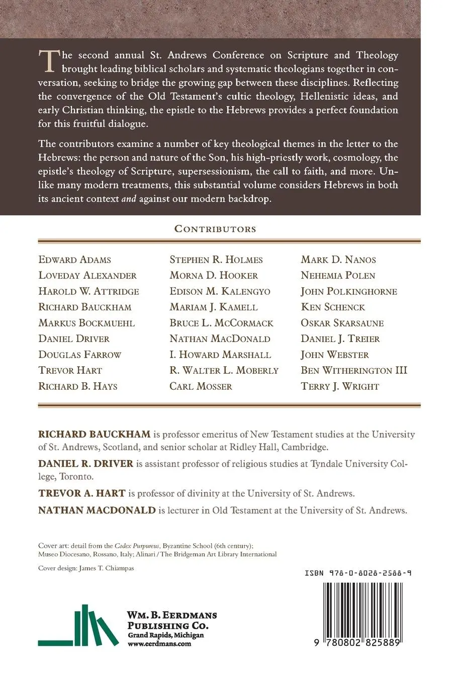Rückseite: 9780802825889 | Epistle to the Hebrews and Christian Theology | Bauckham (u. a.)
