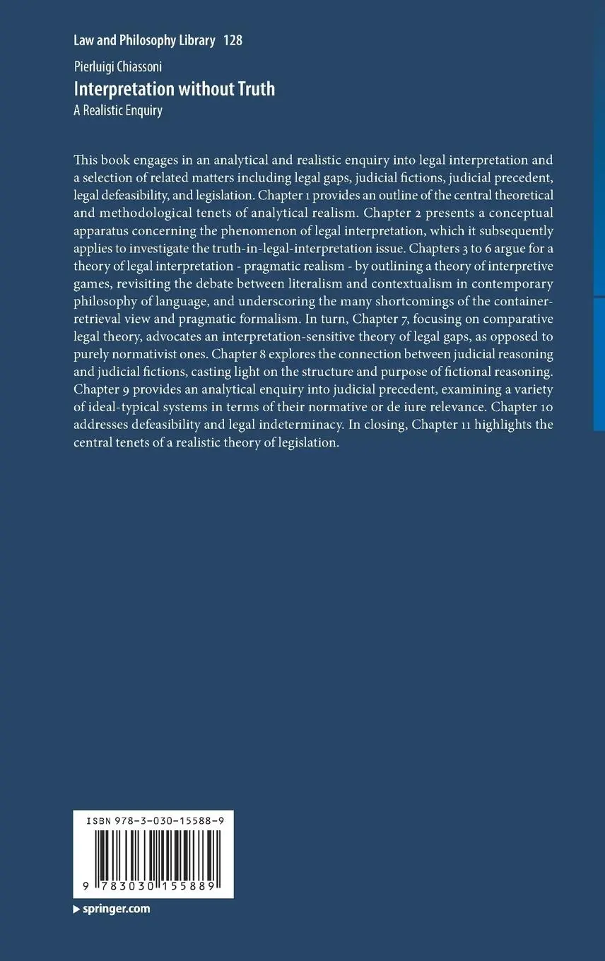 Rückseite: 9783030155889 | Interpretation without Truth | A Realistic Enquiry | Chiassoni | Buch