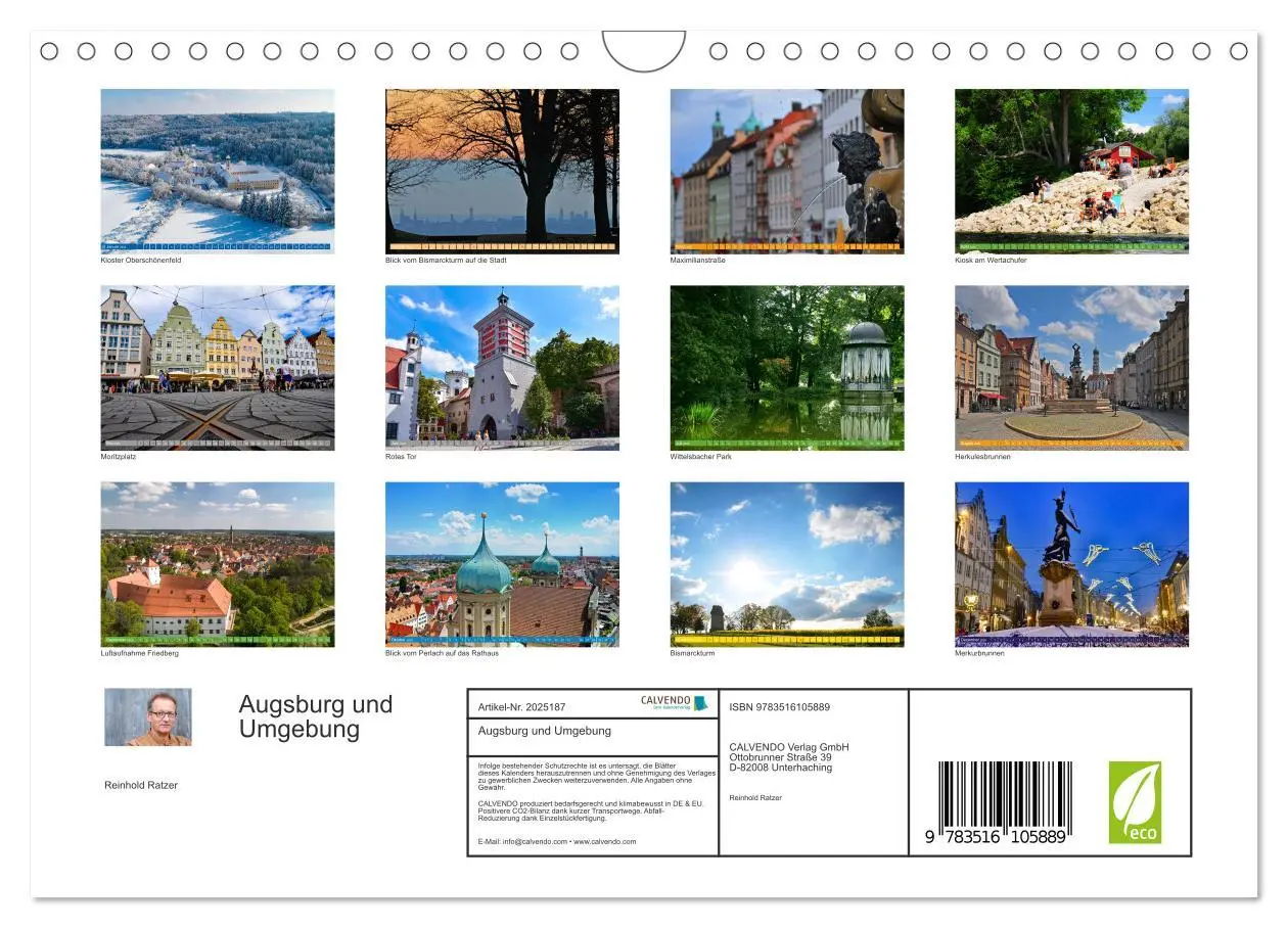 Bild: 9783516105889 | Augsburg und Umgebung (Wandkalender 2026 DIN A4 quer), CALVENDO...