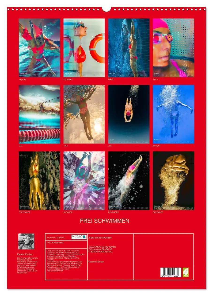 Bild: 9783516725889 | FREI SCHWIMMEN (Wandkalender 2026 DIN A2 hoch), CALVENDO...