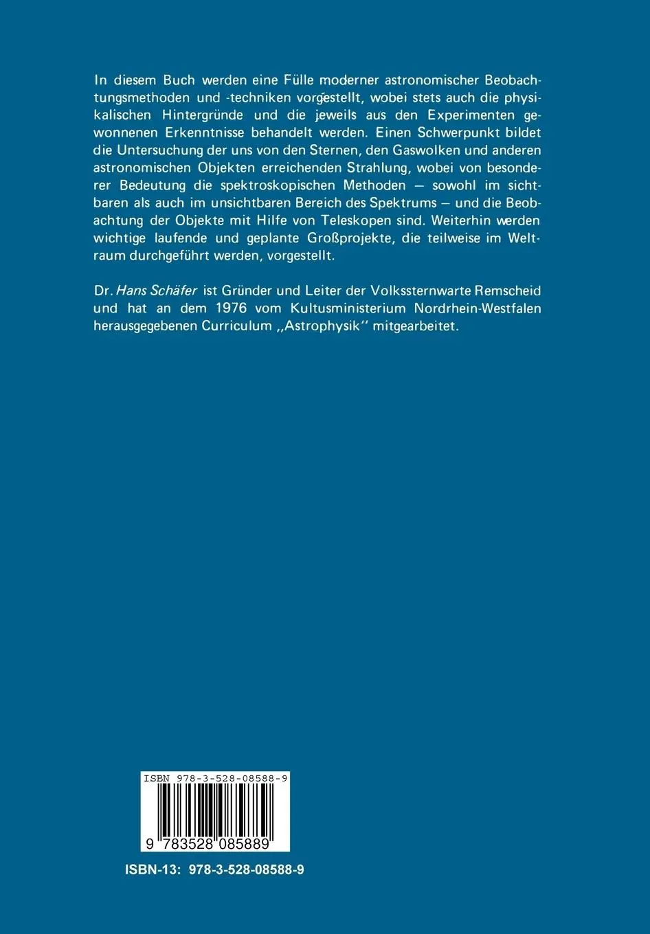 Rückseite: 9783528085889 | Elektromagnetische Strahlung | Informationen aus dem Weltall | Schäfer