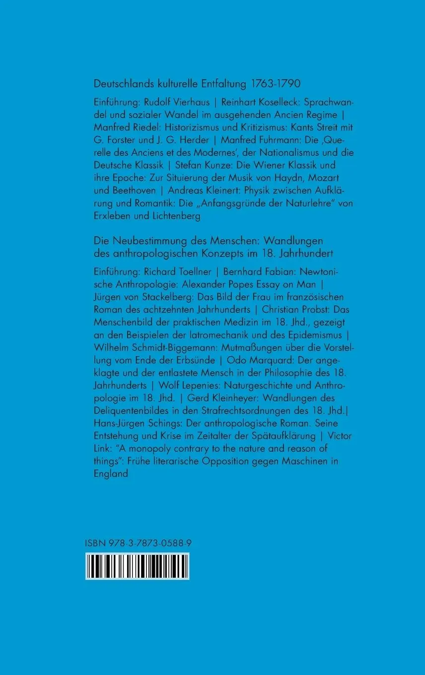 Rückseite: 9783787305889 | Deutschlands kulturelle Entfaltung 1763-1789 | Bernhard Fabian (u. a.)
