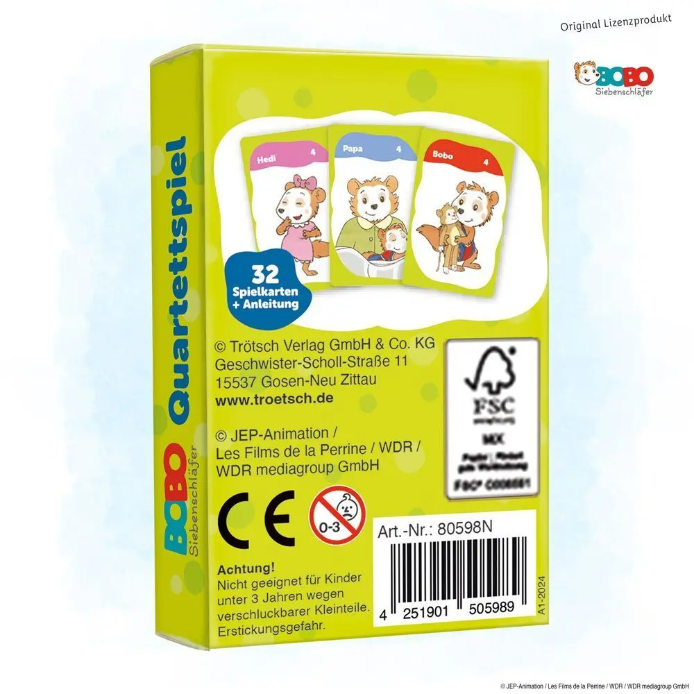 Bild: 4251901505989 | Trötsch Bobo Siebenschläfer Quartettspiel Quartett Spiel | Co.KG