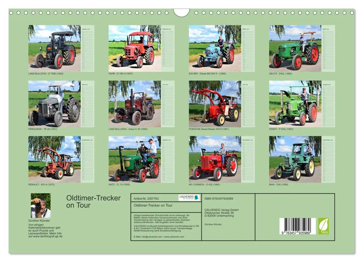 Bild: 9783457935989 | Oldtimer-Trecker on Tour (Wandkalender 2026 DIN A3 quer), CALVENDO...