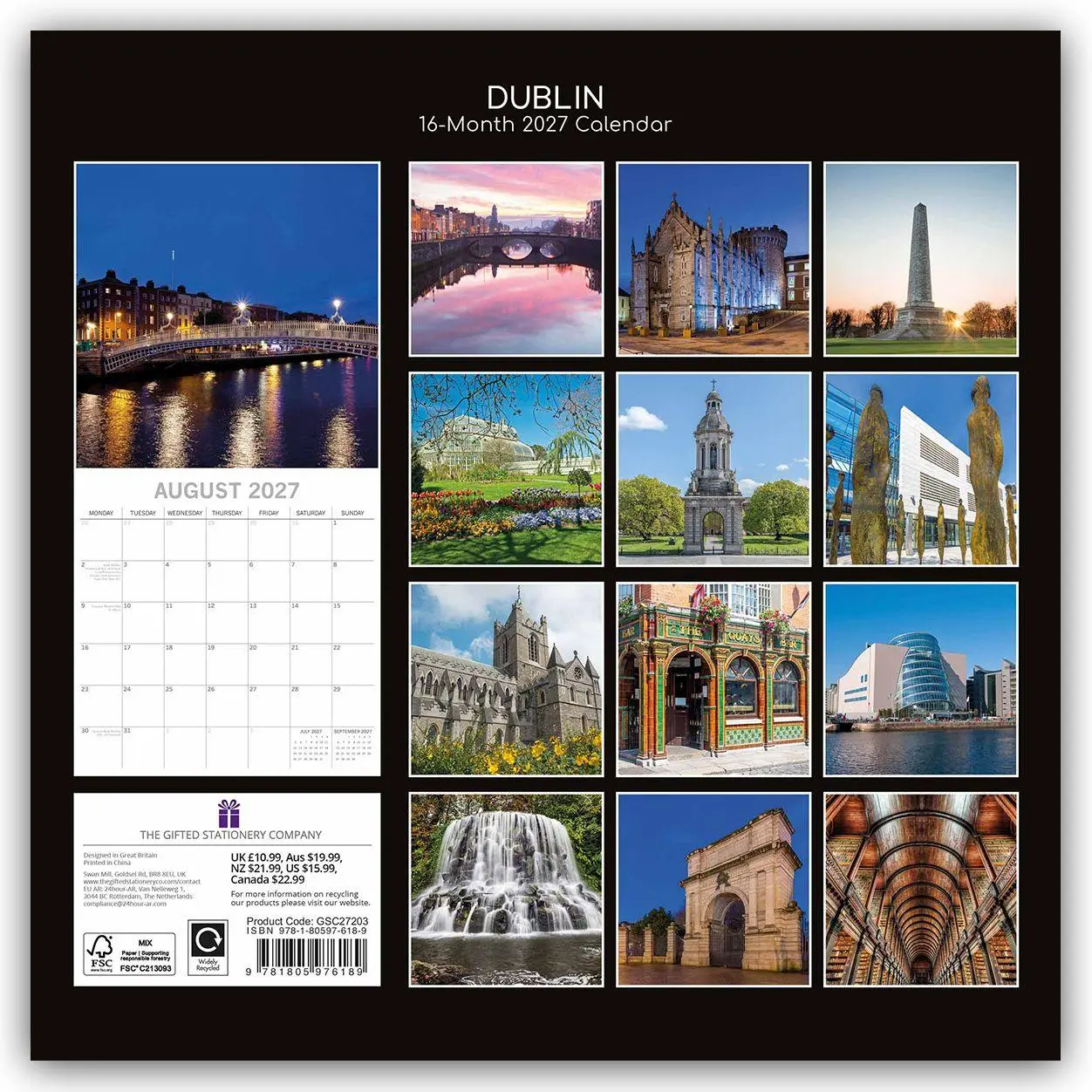 Rückseite: 9781805976189 | Dublin 2027 - 16-Monatskalender | The Gifted | Kalender | 28 S. | 2027