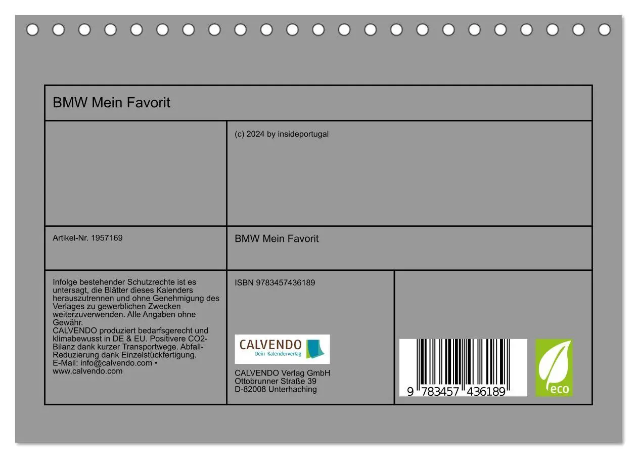 Bild: 9783457436189 | BMW Mein Favorit (Tischkalender 2026 DIN A5 quer), CALVENDO...
