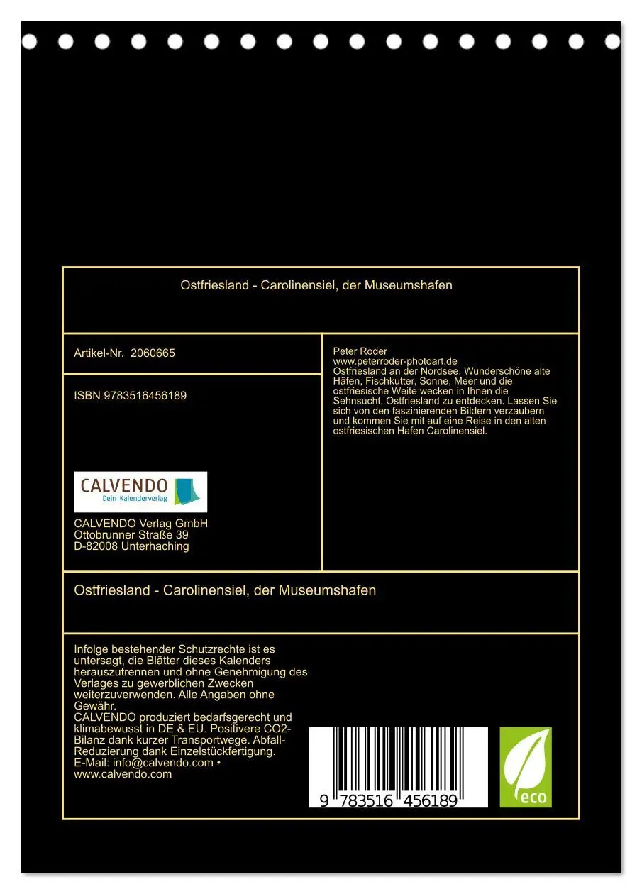 Bild: 9783516456189 | Ostfriesland - Carolinensiel, der Museumshafen (Tischkalender 2026...