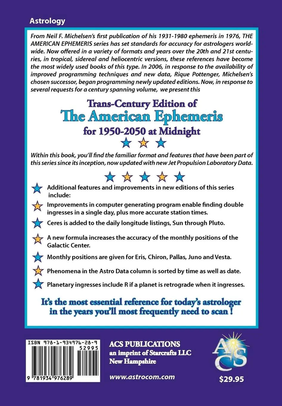 Rückseite: 9781934976289 | The American Ephemeris 1950-2050 at Midnight | Michelsen (u. a.)