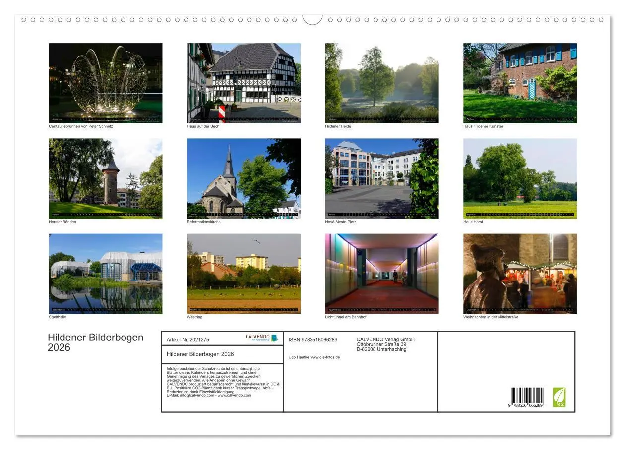 Bild: 9783516066289 | Hildener Bilderbogen 2026 (Wandkalender 2026 DIN A2 quer), CALVENDO...