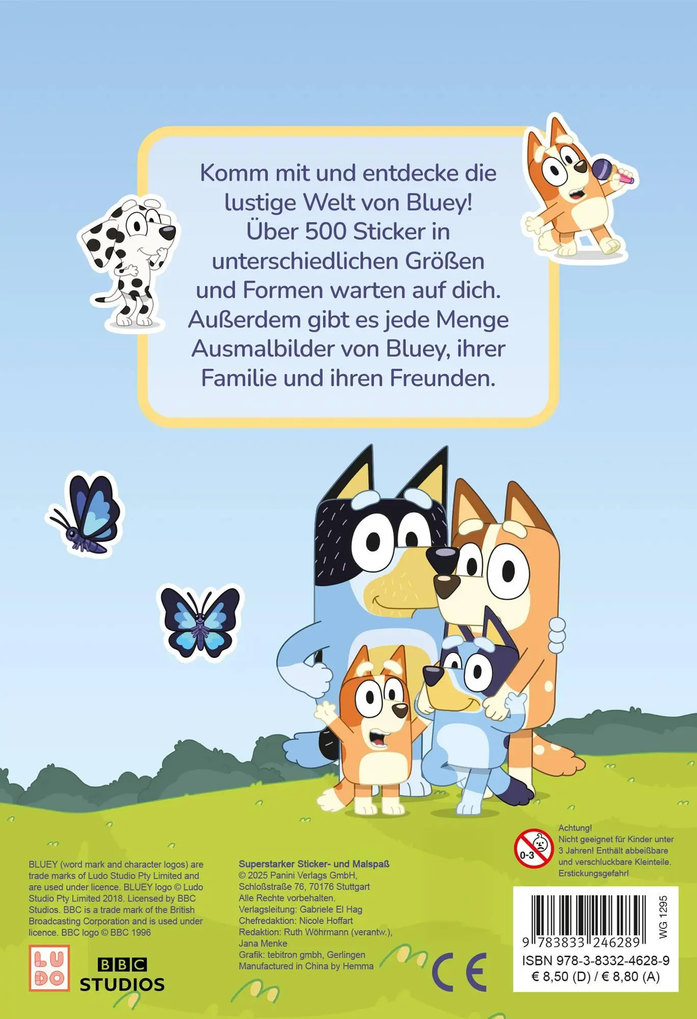 Rückseite: 9783833246289 | Bluey: Superstarker Sticker- und Malspaß | Sticker- und Malblock