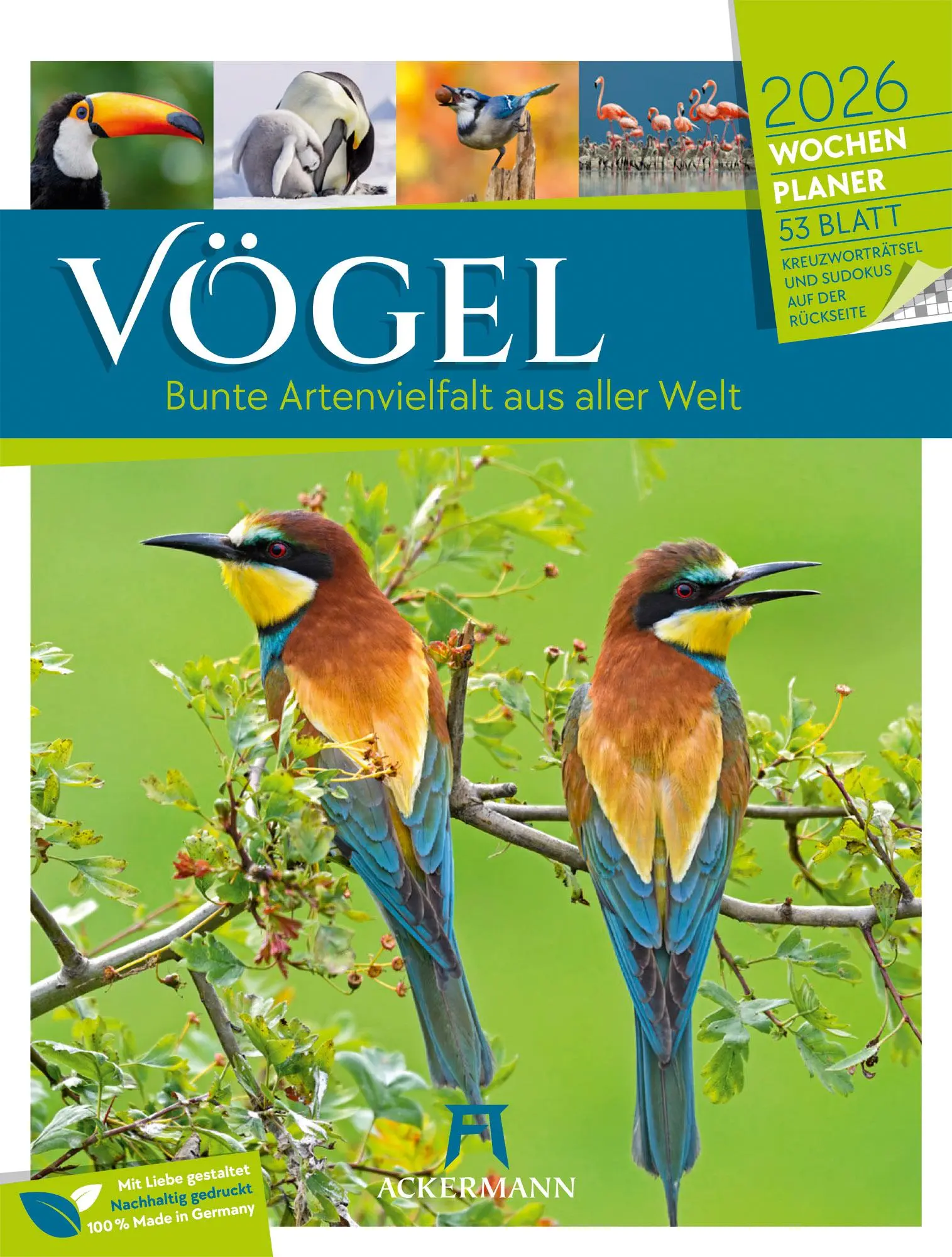 Cover: 9783838436289 | Vögel - Tier-Wochenplaner 2026 | Ackermann Kunstverlag GmbH | Kalender