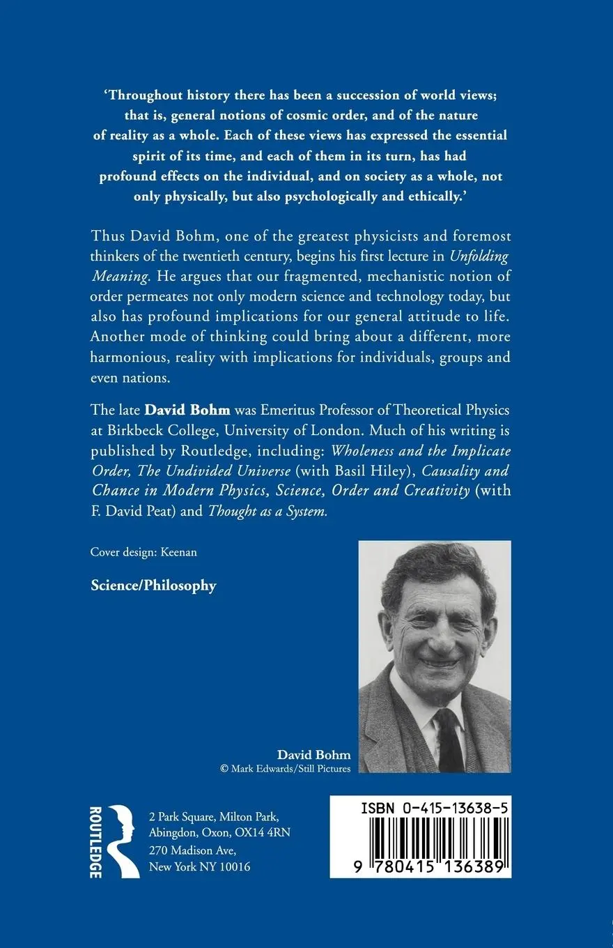 Rückseite: 9780415136389 | Unfolding Meaning | A Weekend of Dialogue with David Bohm | David Bohm