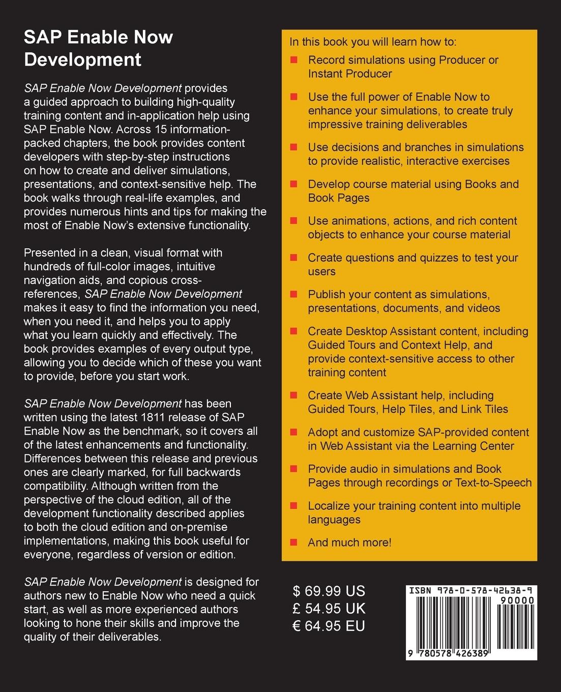Rückseite: 9780578426389 | SAP Enable Now Development | Dirk Manuel | Taschenbuch | Englisch
