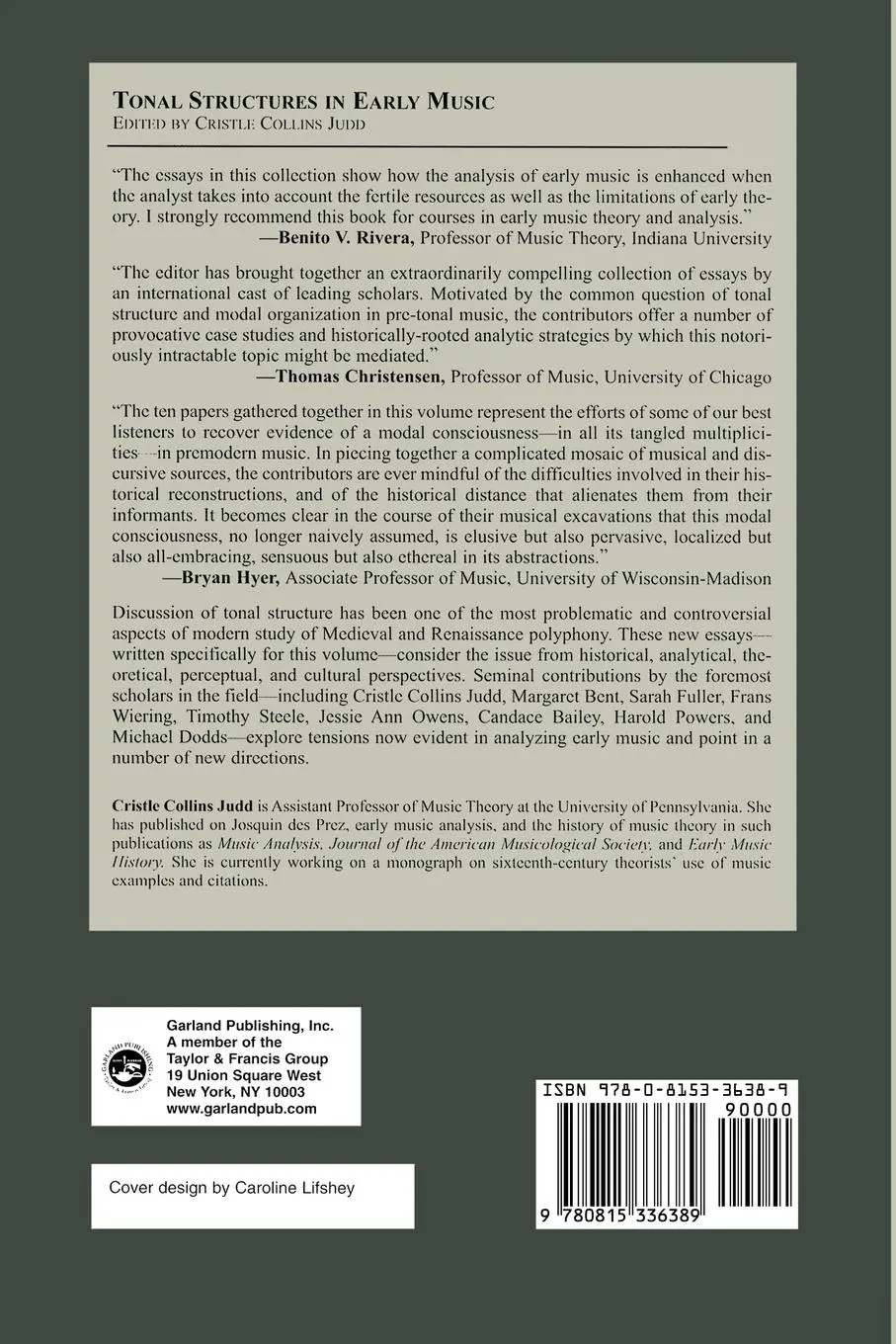 Rückseite: 9780815336389 | Tonal Structures in Early Music | Cristle Collins Judd | Taschenbuch