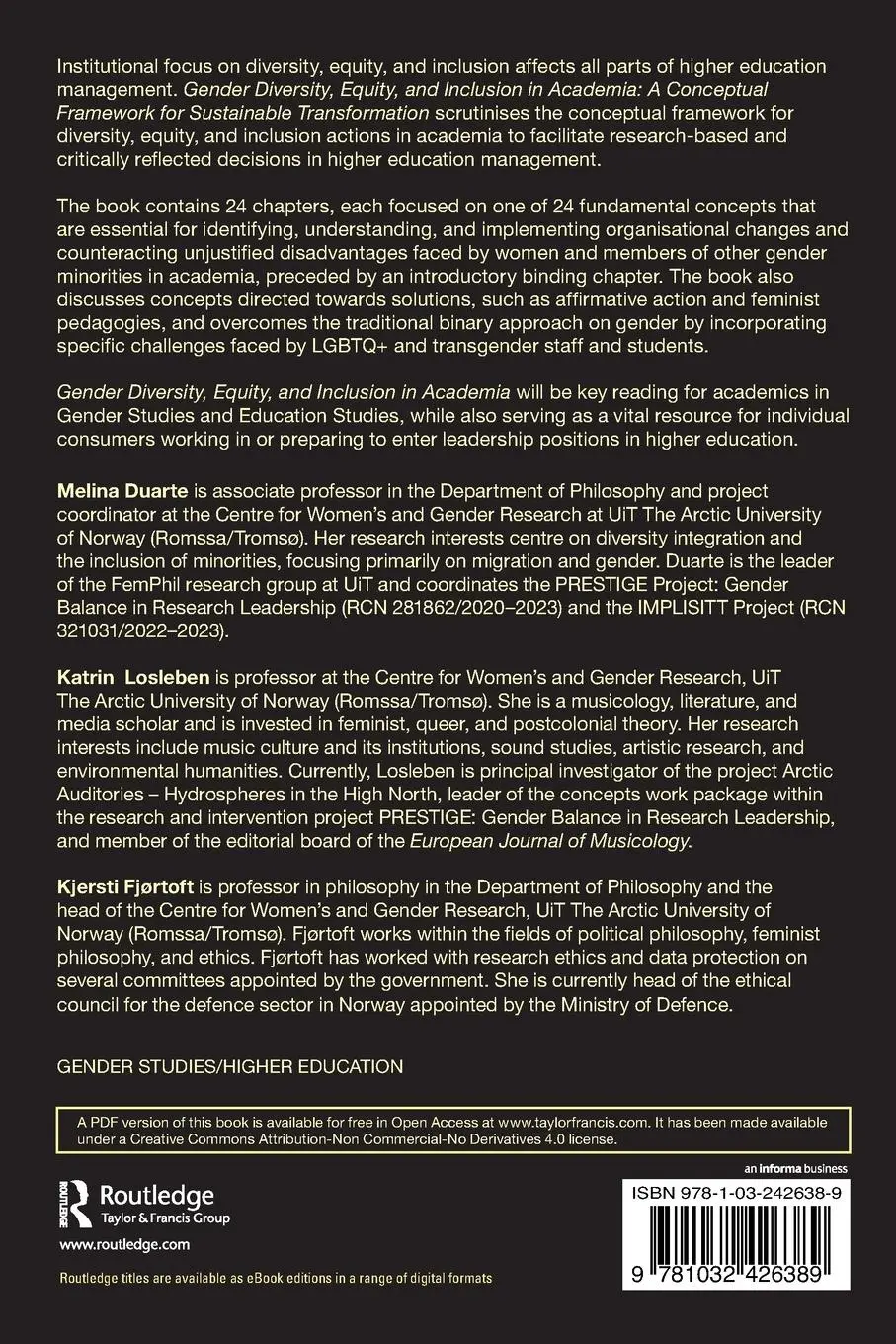 Rückseite: 9781032426389 | Gender Diversity, Equity, and Inclusion in Academia | Duarte (u. a.)