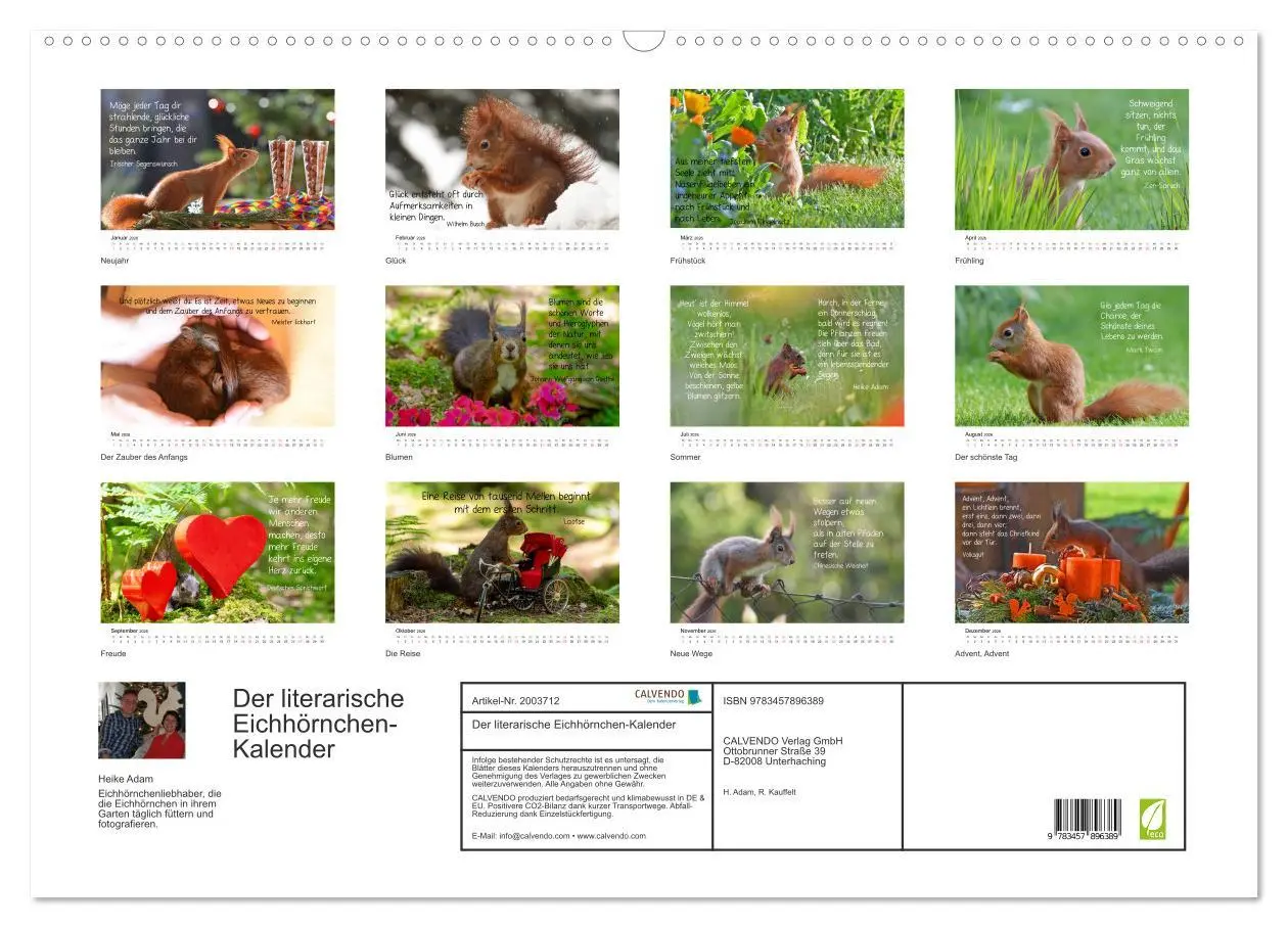 Bild: 9783457896389 | Der literarische Eichhörnchen-Kalender (Wandkalender 2026 DIN A2...