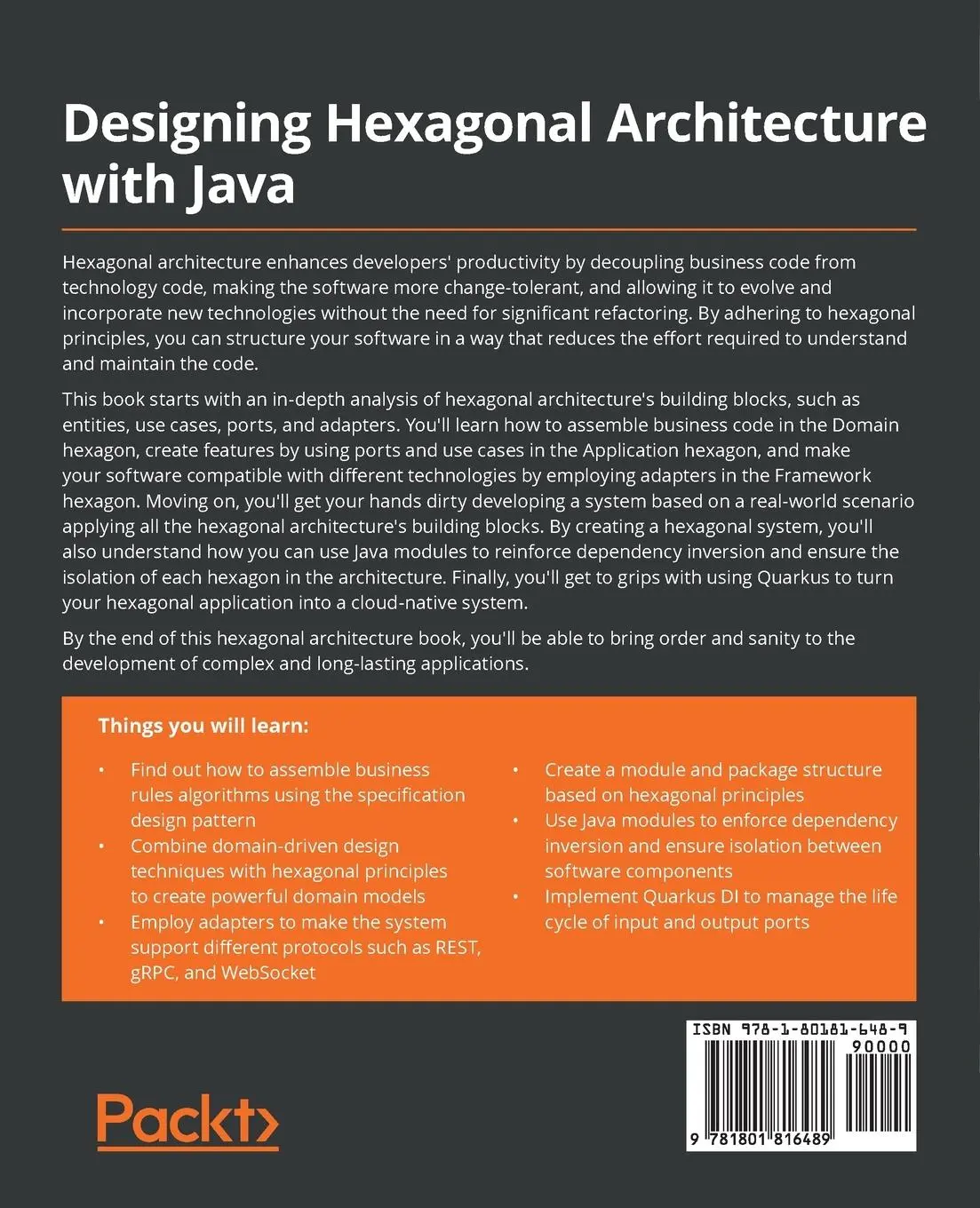 Rückseite: 9781801816489 | Designing Hexagonal Architecture with Java | Davi Vieira | Taschenbuch