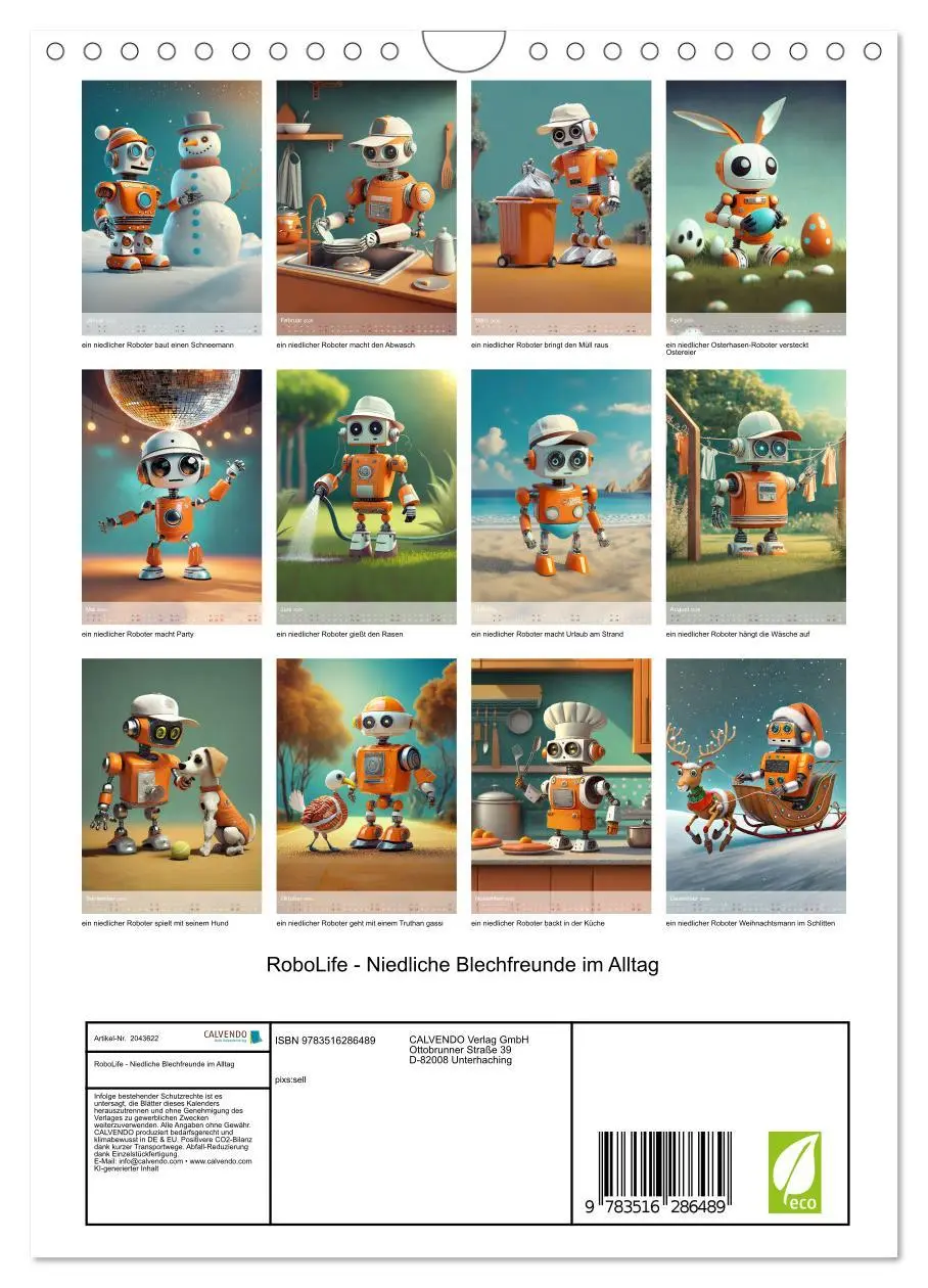 Bild: 9783516286489 | RoboLife - Niedliche Blechfreunde im Alltag (Wandkalender 2026 DIN...