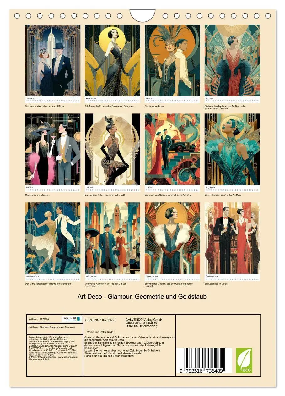 Bild: 9783516736489 | Art Deco - Glamour, Geometrie und Goldstaub (Wandkalender 2026 DIN...