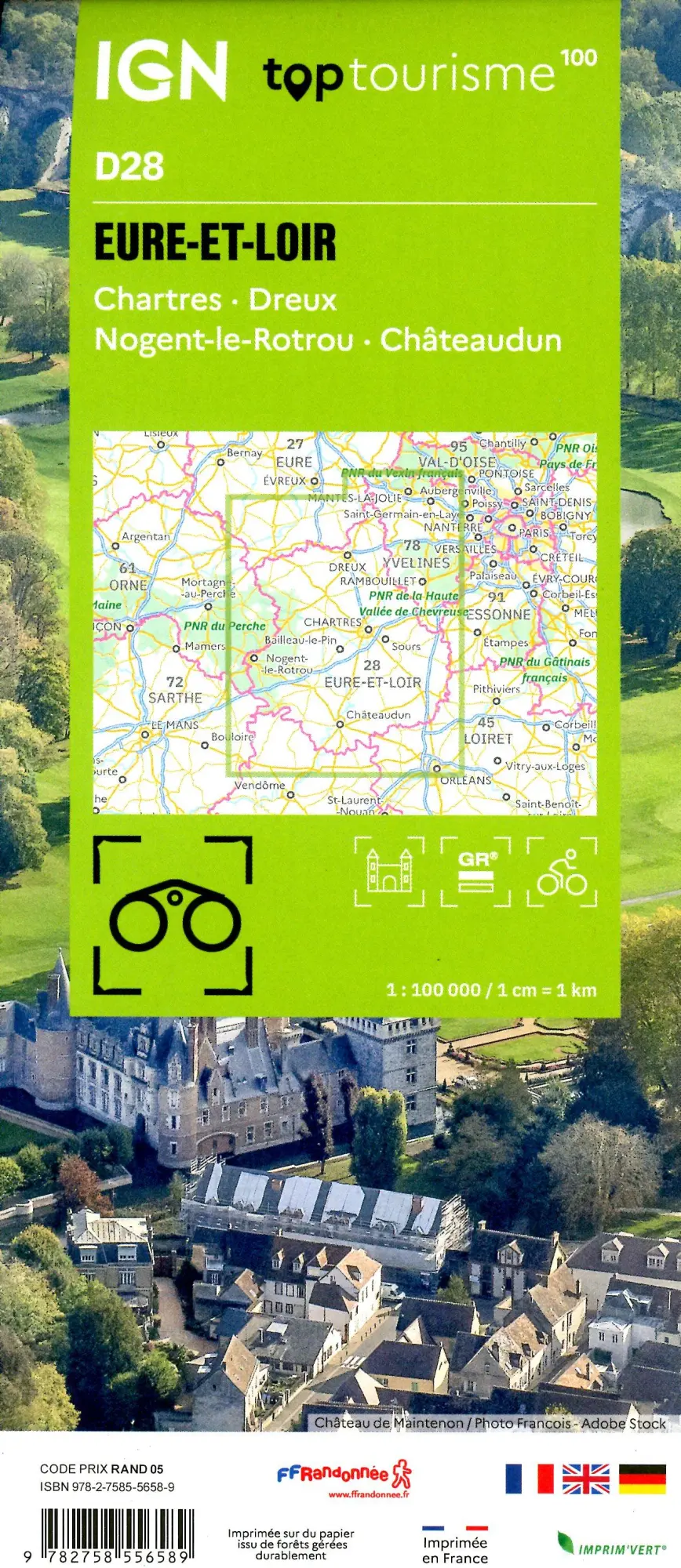 Bild: 9782758556589 | Eure-et-Loir Dreux | (Land-)Karte | IGN Top 100 départemental | 2025
