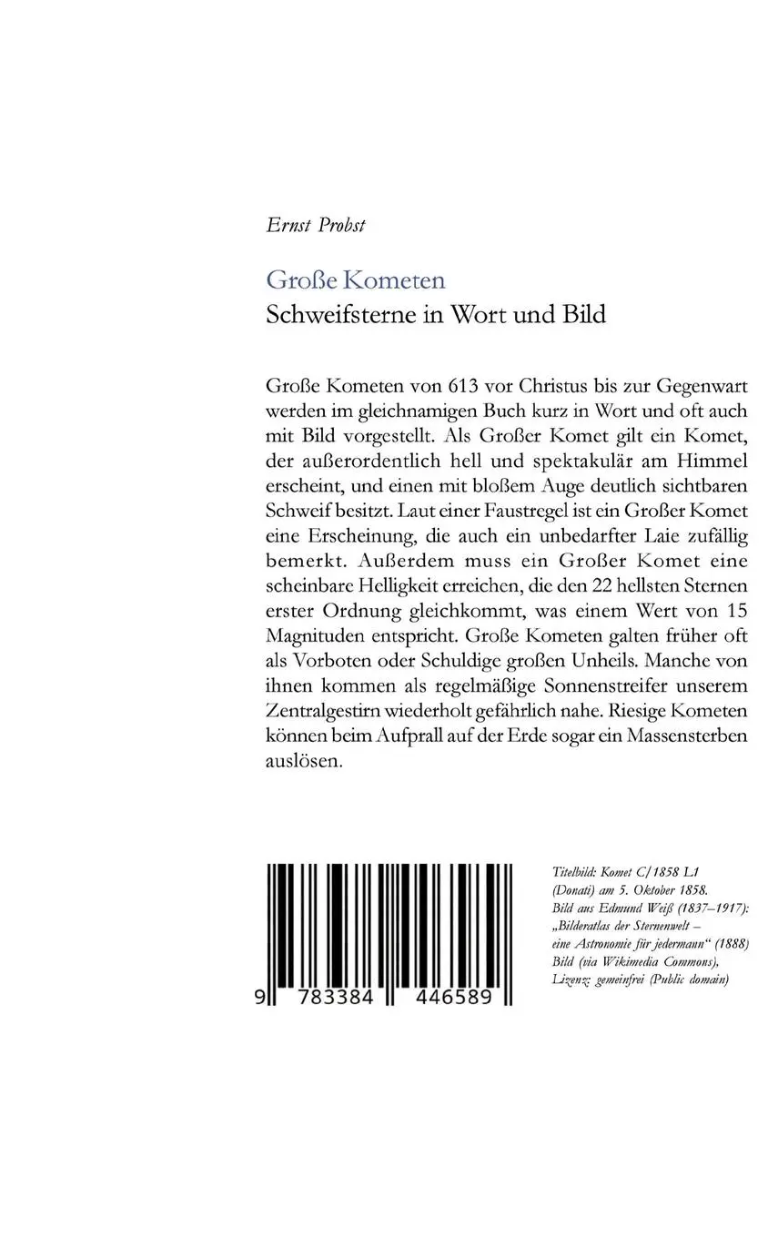 Rückseite: 9783384446589 | Große Kometen | Schweifsterne in Wort und Bild | Ernst Probst | Buch