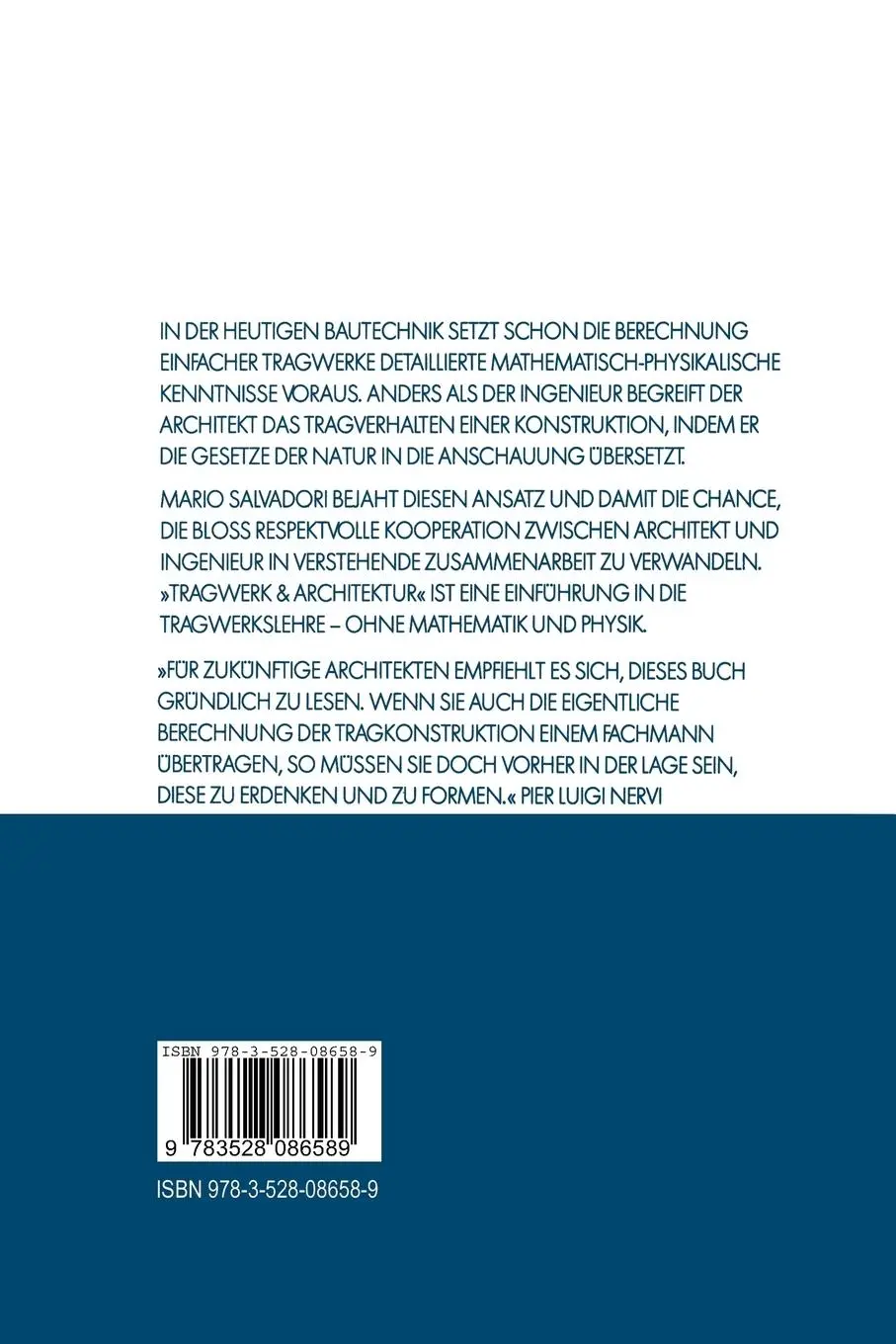 Rückseite: 9783528086589 | Tragwerk und Architektur | Mario Salvadori | Taschenbuch | 223 S.