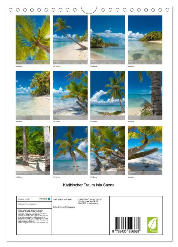 Bild: 9783435916689 | Karibischer Traum Isla Saona (Wandkalender 2025 DIN A4 hoch),...