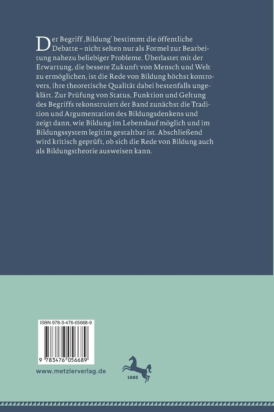 Rückseite: 9783476056689 | Die Rede von Bildung | Heinz-Elmar Tenorth | Taschenbuch | Paperback