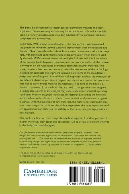 Rückseite: 9780521566889 | Permanent Magnet Materials and Their Application | Peter Campbell