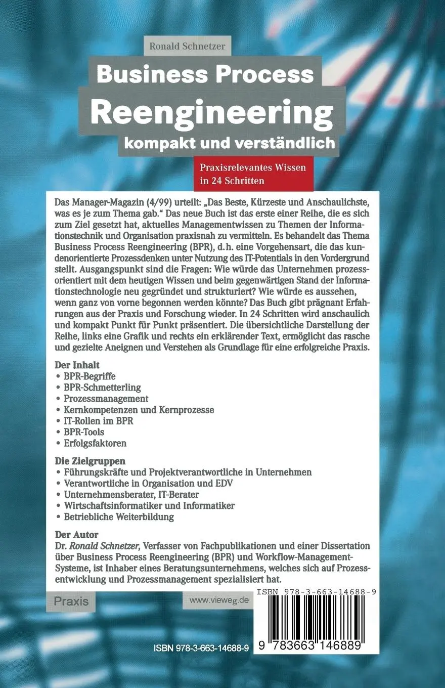 Rückseite: 9783663146889 | Business Process Reengineering kompakt und verständlich | Schnetzer