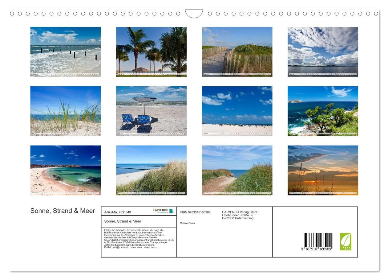 Bild: 9783516166989 | Sonne, Strand &amp; Meer (Wandkalender 2026 DIN A3 quer), CALVENDO...