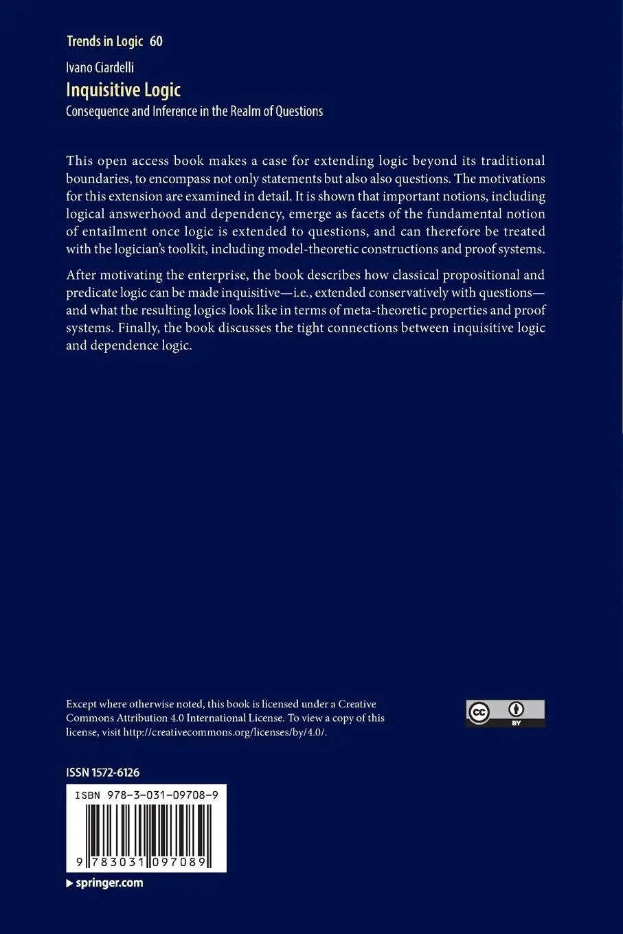 Rückseite: 9783031097089 | Inquisitive Logic | Ivano Ciardelli | Taschenbuch | xx | Englisch